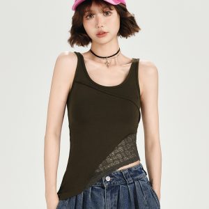 Vintage American Lace Hollow Two-Piece Vest for Women - Slim Fit Summer Top, Versatile Style for Girly Looks