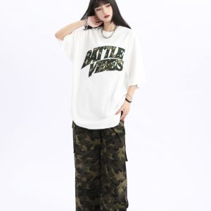 Vintage American Retro Oversized Short Sleeve T-Shirt for Men and Women - Unisex Loose Fit High Street Couple Tee