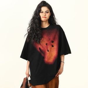 Vintage Fireworks Print Short Sleeve T-Shirt for Men and Women, Loose Fit Unisex Top, Retro American Style