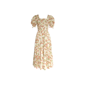 Vintage French Floral Square Neck Big Hem Dress for Women - Summer Loose Princess Sleeve Long Dress - 90s Y2K Style