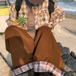 Vintage Graffiti Checkered Short Sleeve Shirt for Men and Women - Summer 90s Half Sleeve Top