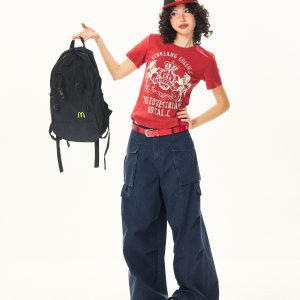 Vintage-Inspired American Printed Short Sleeve T-Shirt for Women - Summer Slim Fit Casual Top