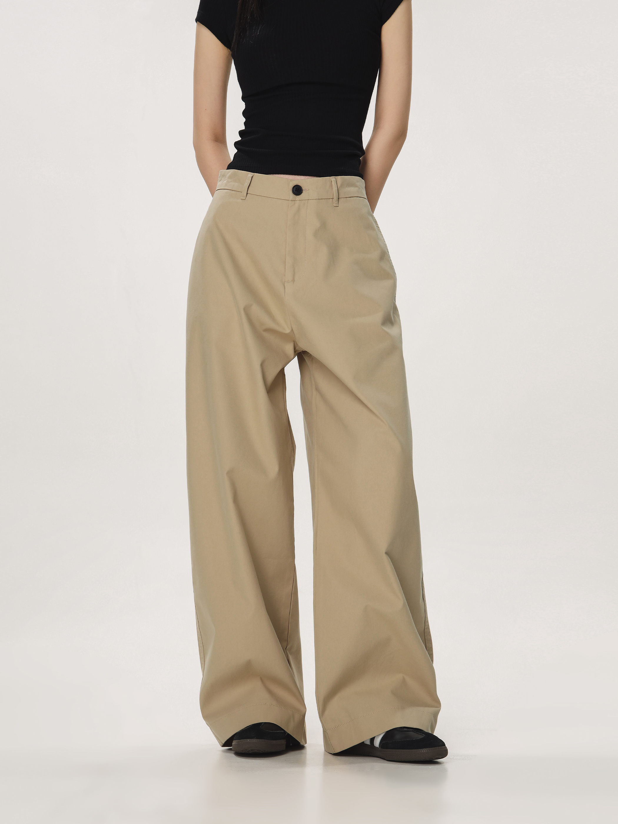 Vintage Khaki Casual Pants for Men and Women - Summer Loose Straight Leg Slightly Flared Wide-Leg Trousers, Versatile 90s Style