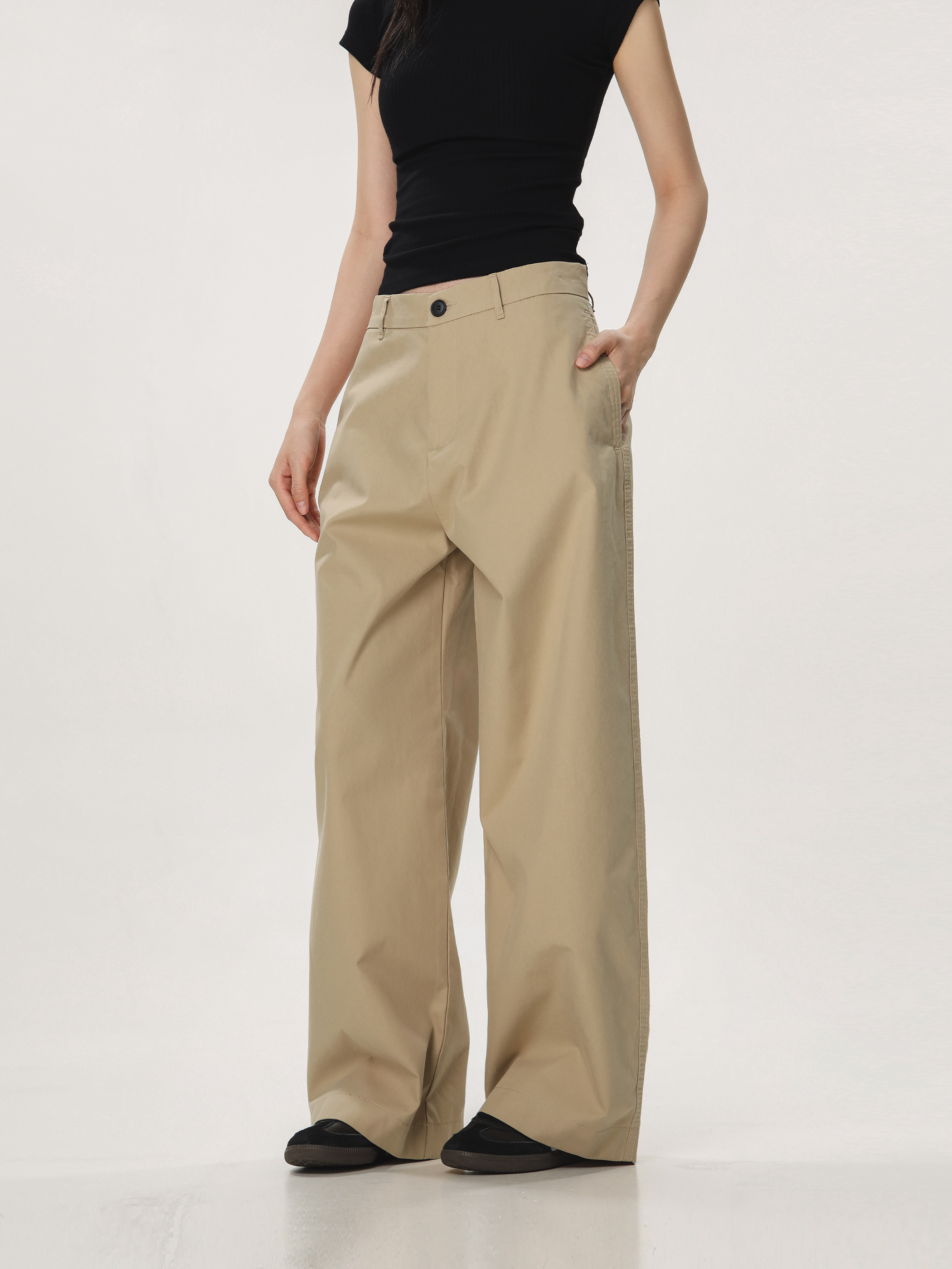 Vintage Khaki Casual Pants for Men and Women - Summer Loose Straight Leg Slightly Flared Wide-Leg Trousers, Versatile 90s Style