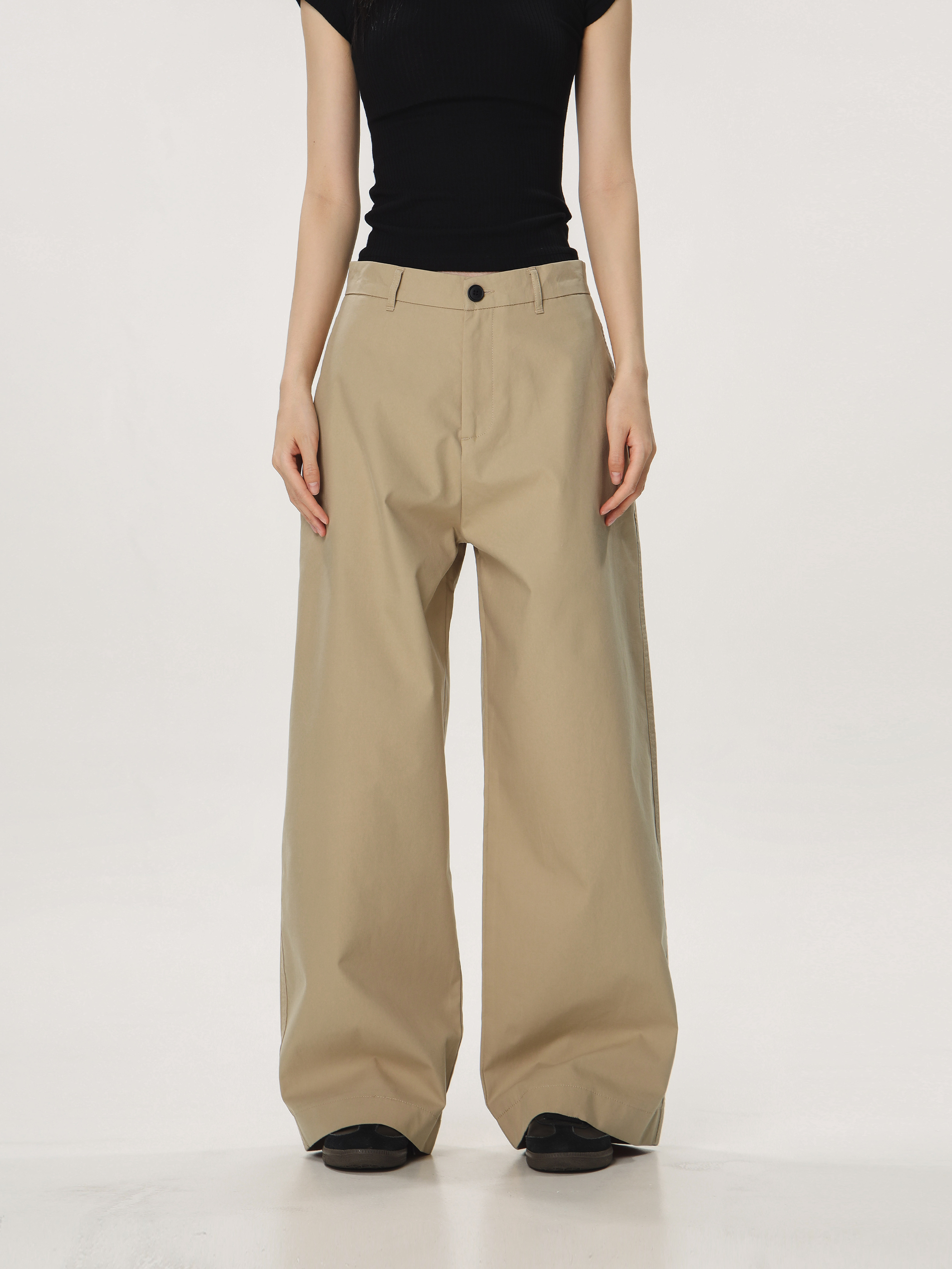 Vintage Khaki Casual Pants for Men and Women - Summer Loose Straight Leg Slightly Flared Wide-Leg Trousers, Versatile 90s Style