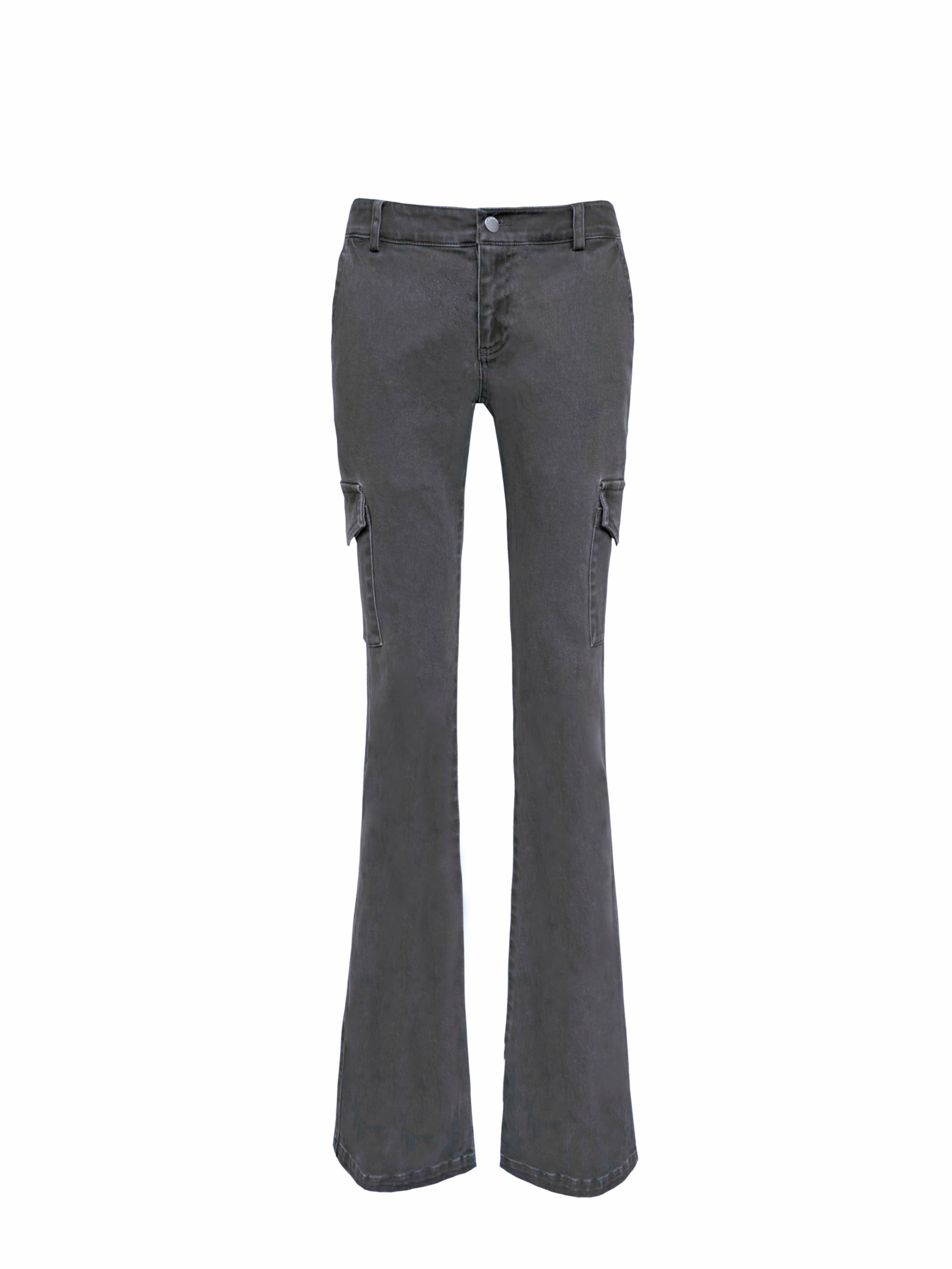 Vintage Low-Rise Washed Micro-Flare Cargo Pants - 90s Inspired Trendy Women's Fashion Bottoms