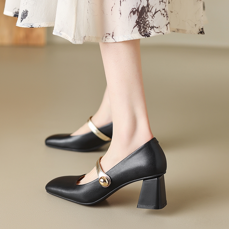 Vintage Mary Jane High-Heeled Leather Shoes for Women, Italian Corso Venezia Style, Lolita Fashion, Classic Retro Design