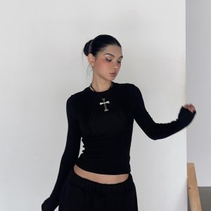 Warm Velvet Slim Fit Fitted Top - Soft Plush Waist-Defining Design - 90s Inspired - Available in 4 Colors