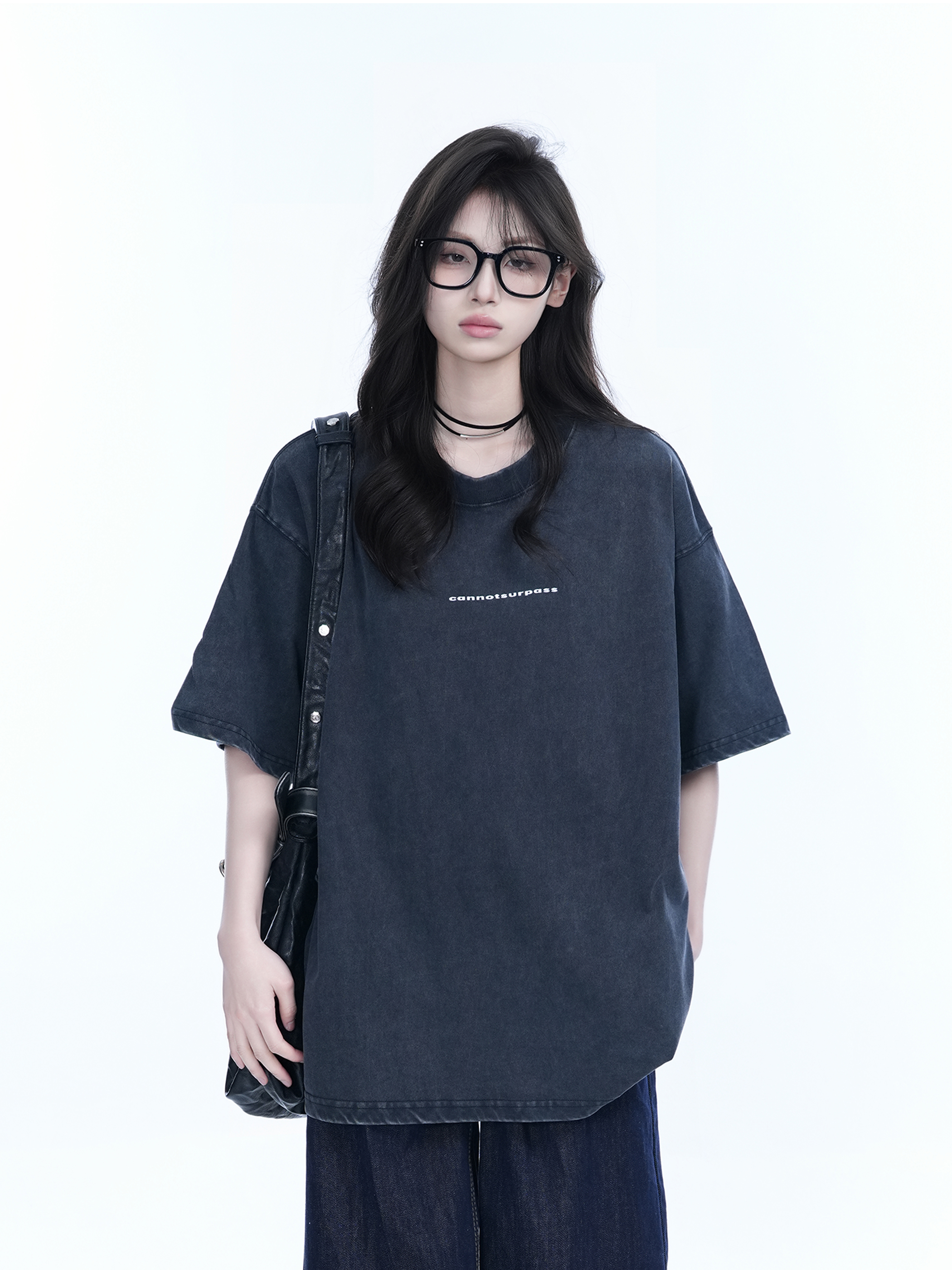 Washed Distressed Short Sleeve T-Shirt for Women - American Street Style with Unique Loose Round Neck