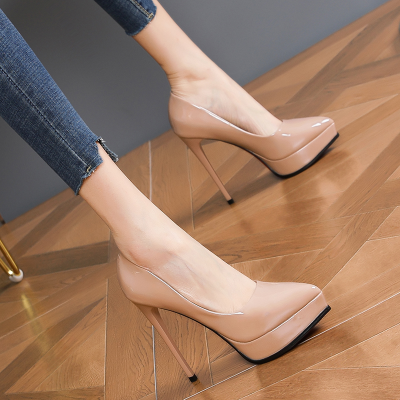 Women's 2025 Trendy French Girl High Heels - 12CM Ultra High Stiletto, Waterproof Platform, Pointed Toe Design