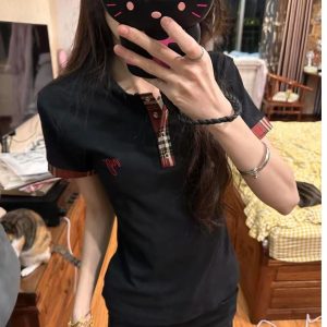Women's American Retro Plaid Patchwork Embroidered Letter Short Sleeve Cropped T-Shirt - Summer Slim Fit Y2K Style