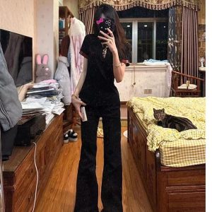 Women's American Retro Plaid Patchwork Embroidered Letter Short Sleeve Cropped T-Shirt - Summer Slim Fit Y2K Style