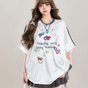 Women's American Style Casual V-Neck Jersey Sweatshirt - Loose Long Sleeve Pullover for Spring Outfits