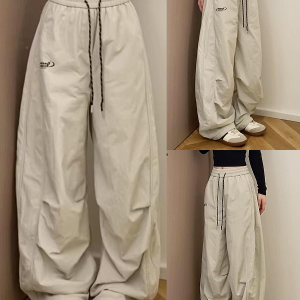 Women's American-Style Pleated Cargo Pants, Slimming Straight-Leg, Wide-Leg Loose-Fitting for Jazz Dance and Casual Wear
