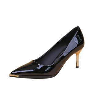 Women's Black Suede Pointed-Toe High-Heeled Shoes, Thin-Heel Slip-Ons for Spring & Autumn, Versatile Work & Commuting Footwear 2025