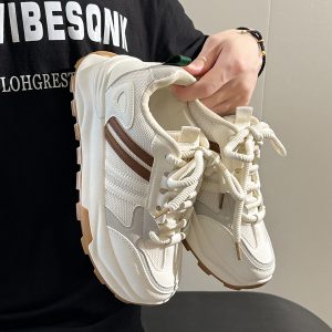 Women's Breathable Mesh Lightweight Soft-Soled Dad Shoes in Wine Red - Versatile Y2K White Sneakers for Everyday Style