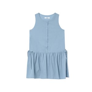 Women's Drawstring Waist Vest Dress, Round Neck A-Line Doll Dress, New Summer Fashion, Loose Fit, Casual Style