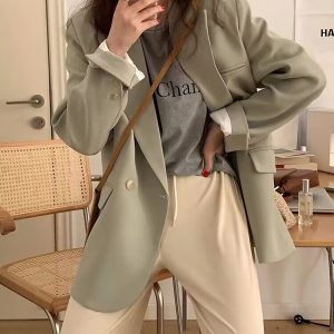 Women's Oversized Black Suit Jacket, Casual Loose Fit Blazer, High-End Feel, Plus Size, Spring Autumn 2025 Fashion