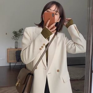Women's Oversized Black Suit Jacket, Casual Loose Fit Blazer, High-End Feel, Plus Size, Spring Autumn 2025 Fashion