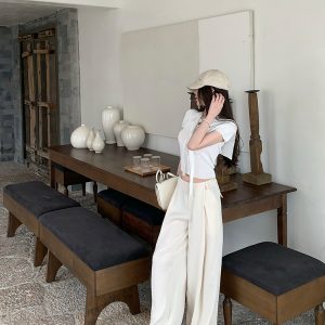 Women's Summer White Short Sleeve T-Shirt and Shawl Knitted Two-Piece Set, Lightweight, Holiday Fresh, Y2K Style