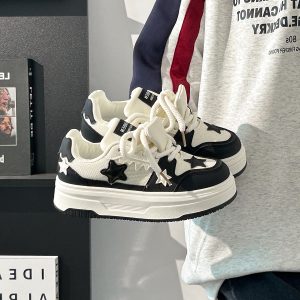 Women's Thick-Soled White Sneakers - Versatile Mesh Breathable Height-Increasing Trendy Shoes for Y2K Style