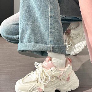 Women's Trendy Breathable Summer Sports Shoes - Thick-Soled Mesh Dad Sneakers, Soft Sole, Ins Style, Perfect for Casual Wear