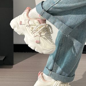 Women's Trendy Breathable Summer Sports Shoes - Thick-Soled Mesh Dad Sneakers, Soft Sole, Ins Style, Perfect for Casual Wear
