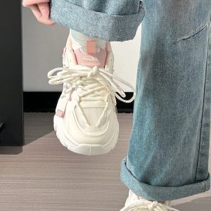 Women's Trendy Breathable Summer Sports Shoes - Thick-Soled Mesh Dad Sneakers, Soft Sole, Ins Style, Perfect for Casual Wear