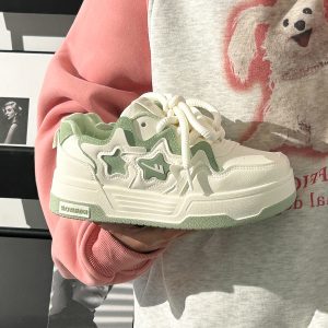Women's White Thick-Soled Sneakers - Breathable Casual Skate Shoes for Spring Summer - Versatile Niche Fashion Footwear