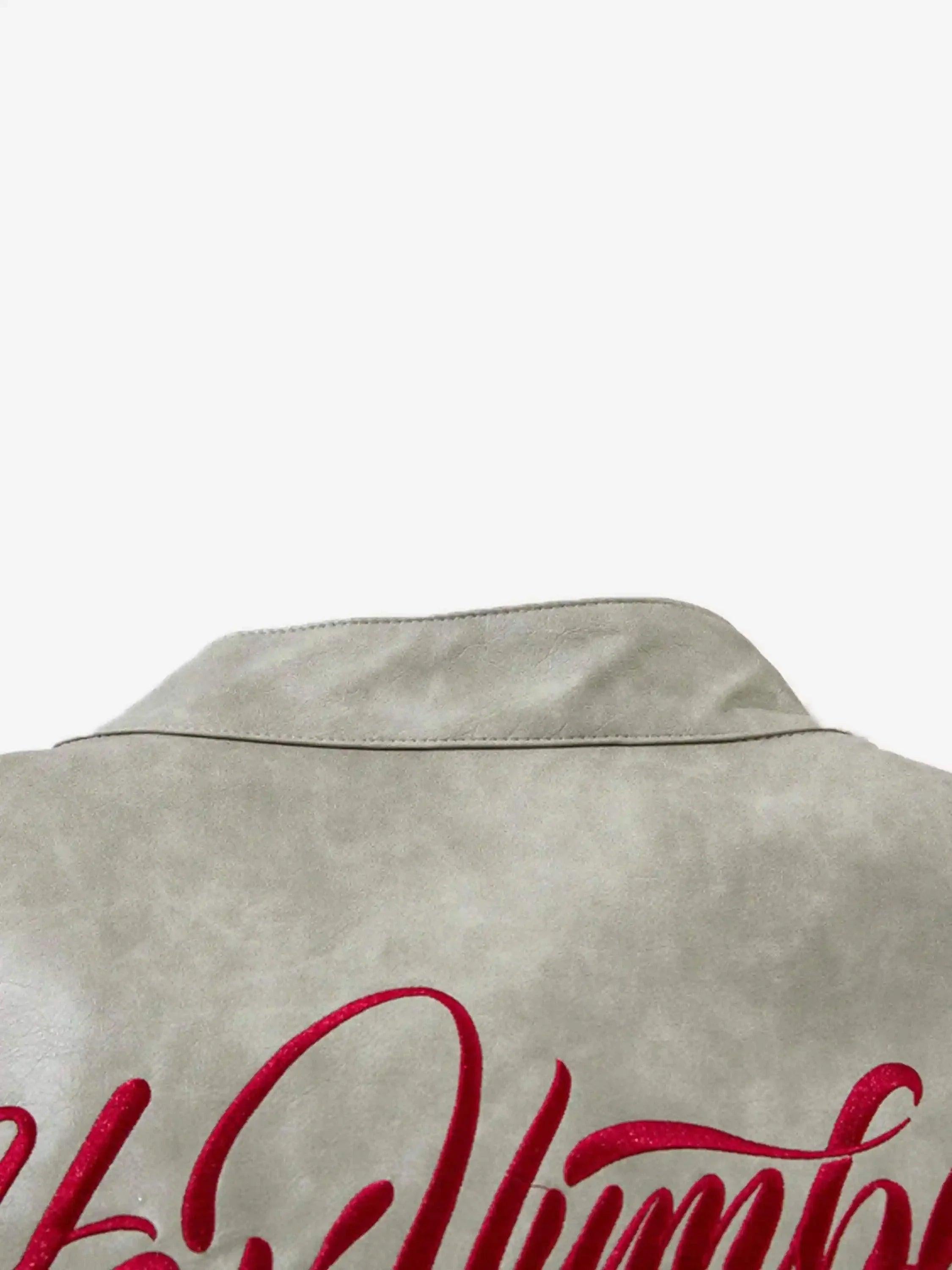 Concert Outfit American Retro Script Embroidered Motorcycle Jacket