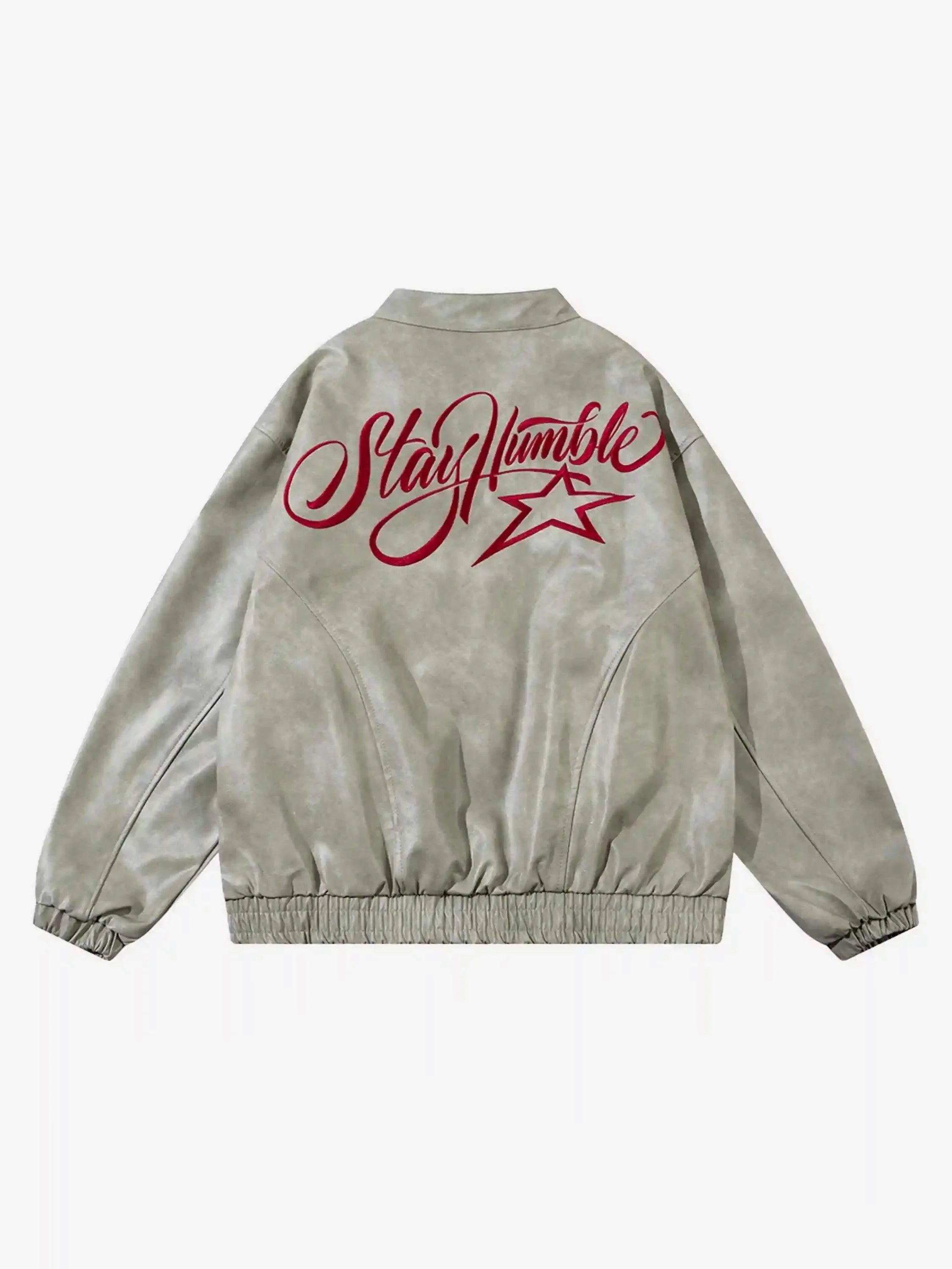 Concert Outfit American Retro Script Embroidered Motorcycle Jacket