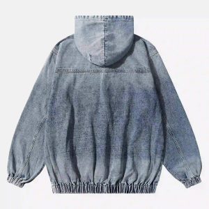 Concert Outfit American Street Gradient Denim Hoodie