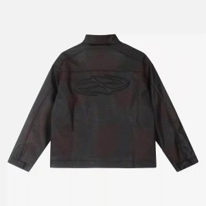 Concert Outfit American Style 3D Embroidery Spray Color Motorcycle Jacket