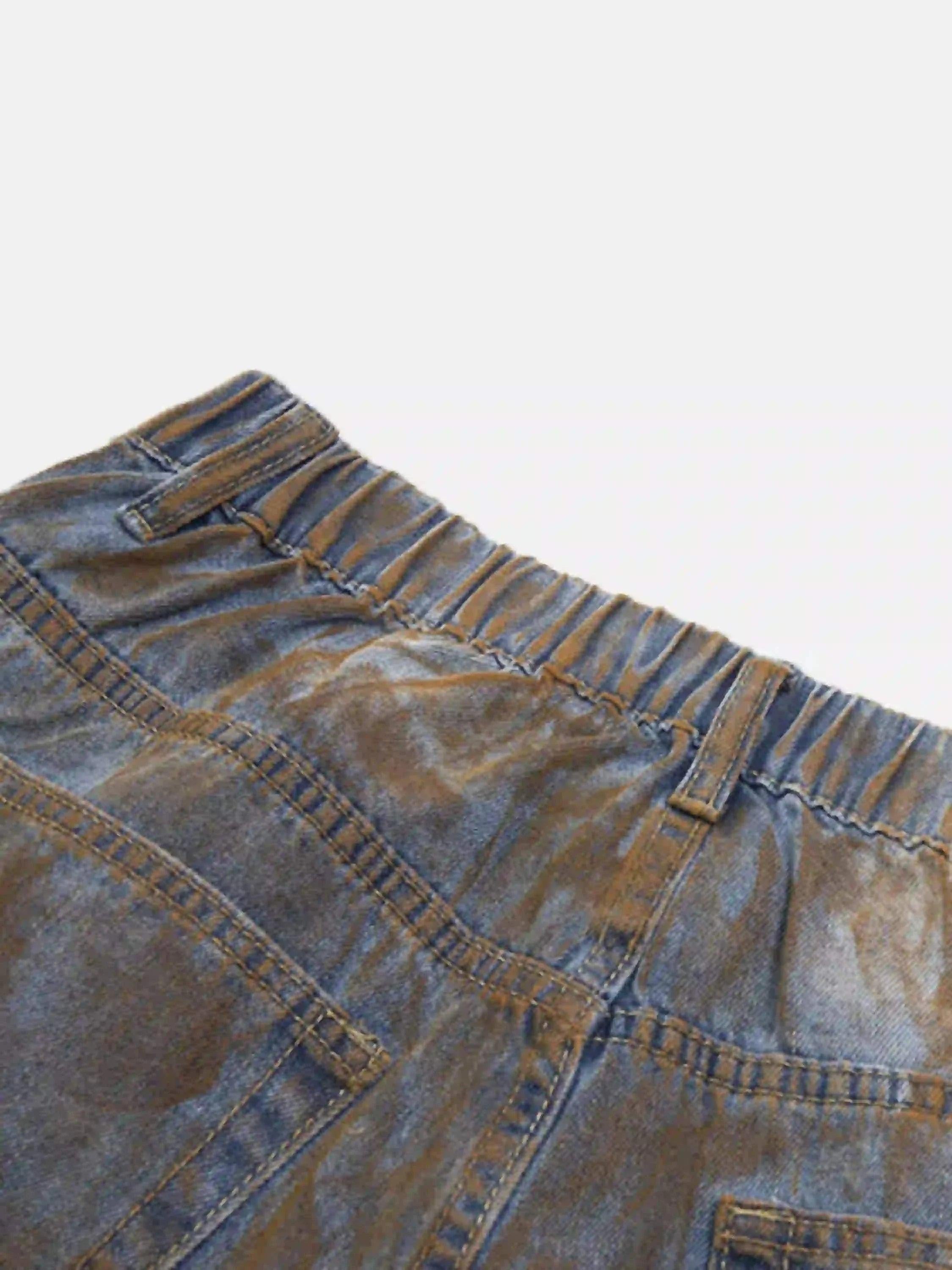 Concert Outfit American Style Wasteland Style Wide-Leg Denim Jorts
