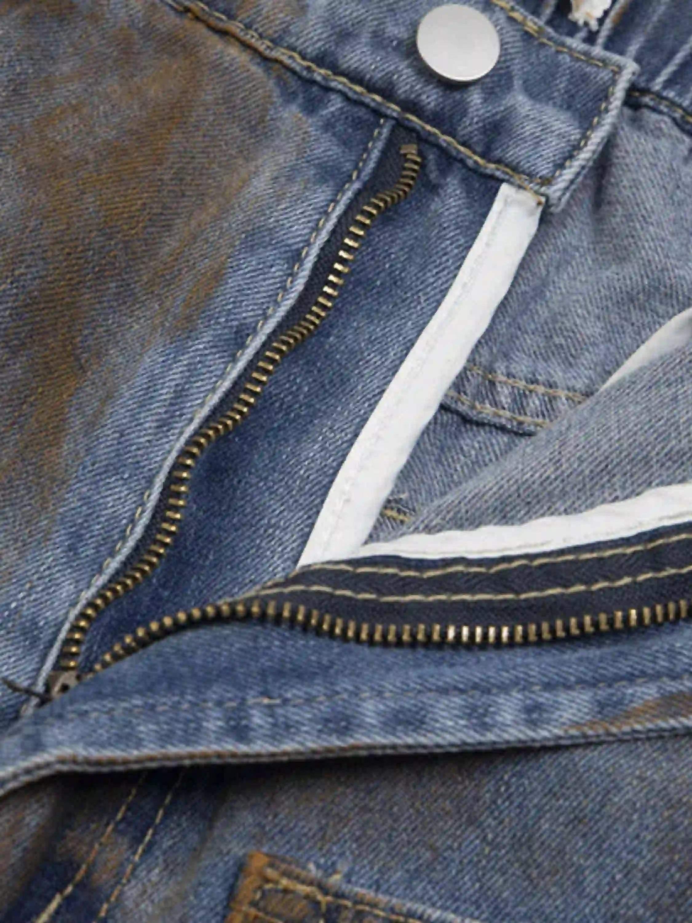 Concert Outfit American Style Wasteland Style Wide-Leg Denim Jorts