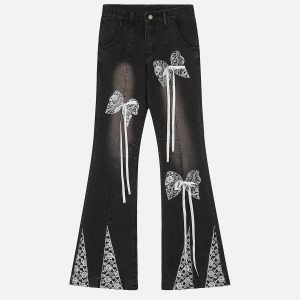Concert Outfit Bow Butterfly Washed Jeans