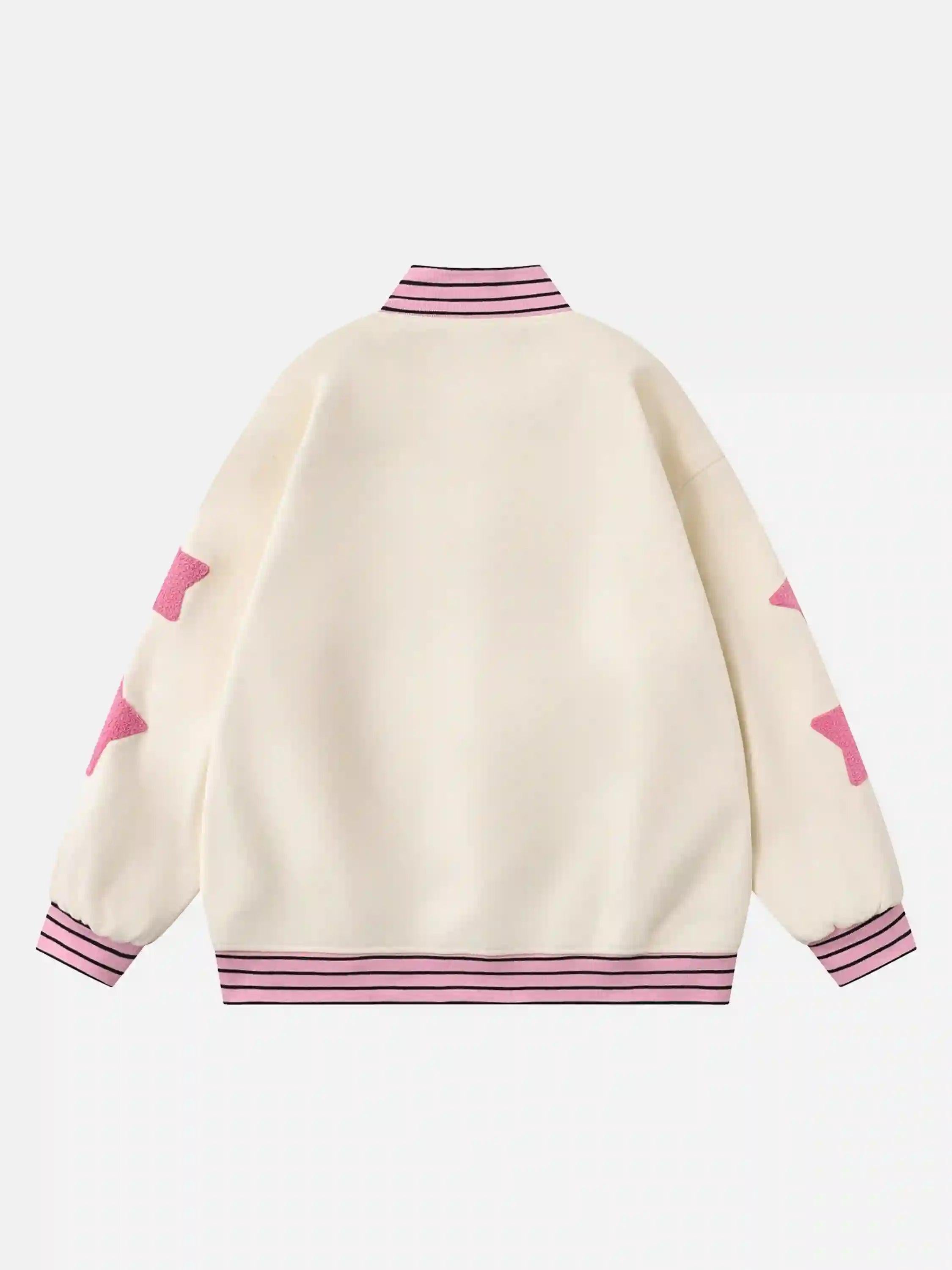 Concert Outfit Buttoned Star Embroidered Baseball Jacket