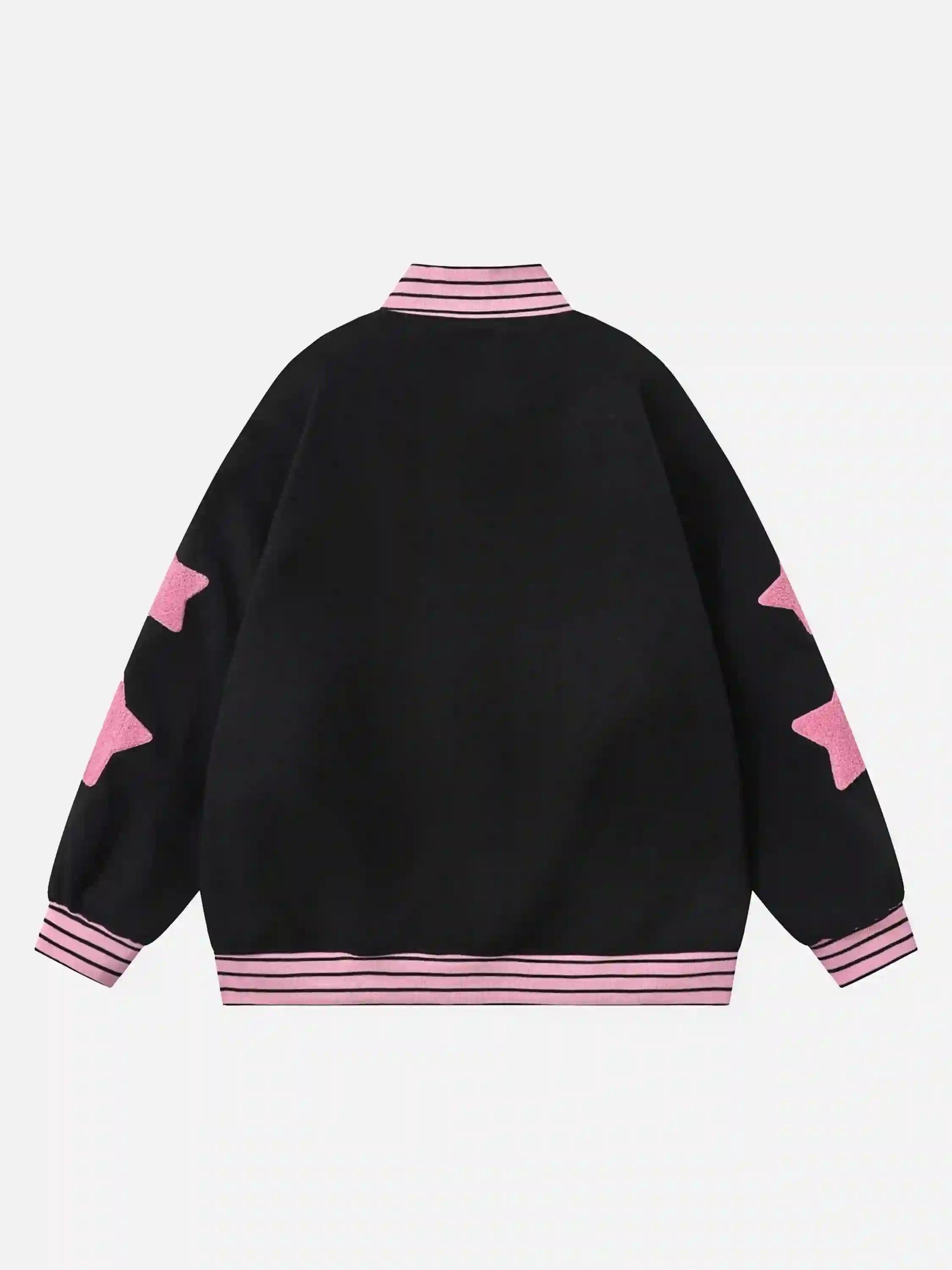 Concert Outfit Buttoned Star Embroidered Baseball Jacket
