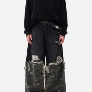 Concert Outfit Camouflage Distressed Jeans