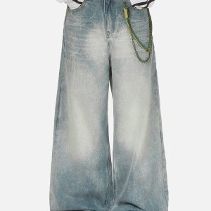 Concert Outfit Chain Washed Graphic Jeans