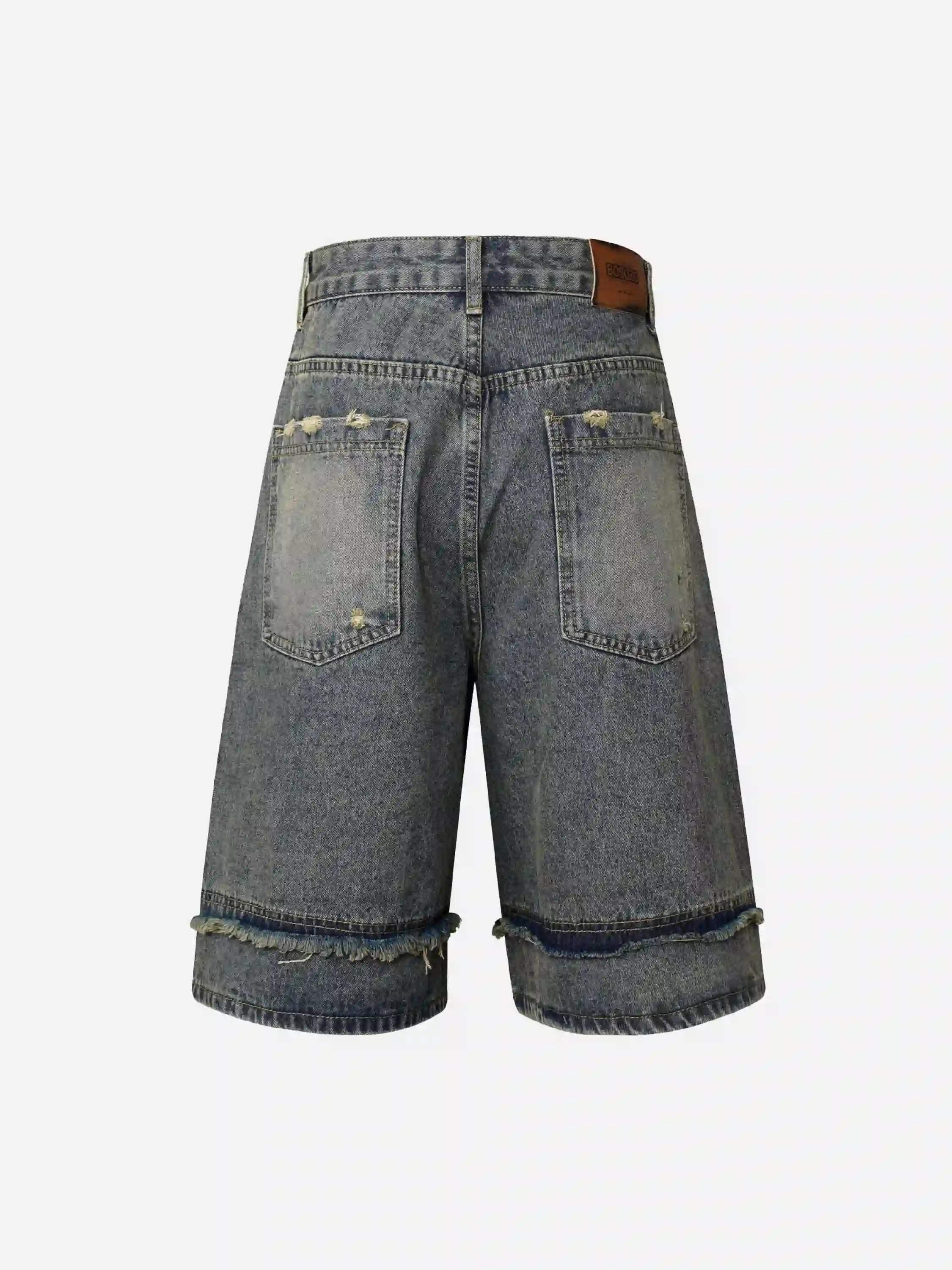 Concert Outfit Clean Fit Whisker Patchwork Cropped Denim Jorts