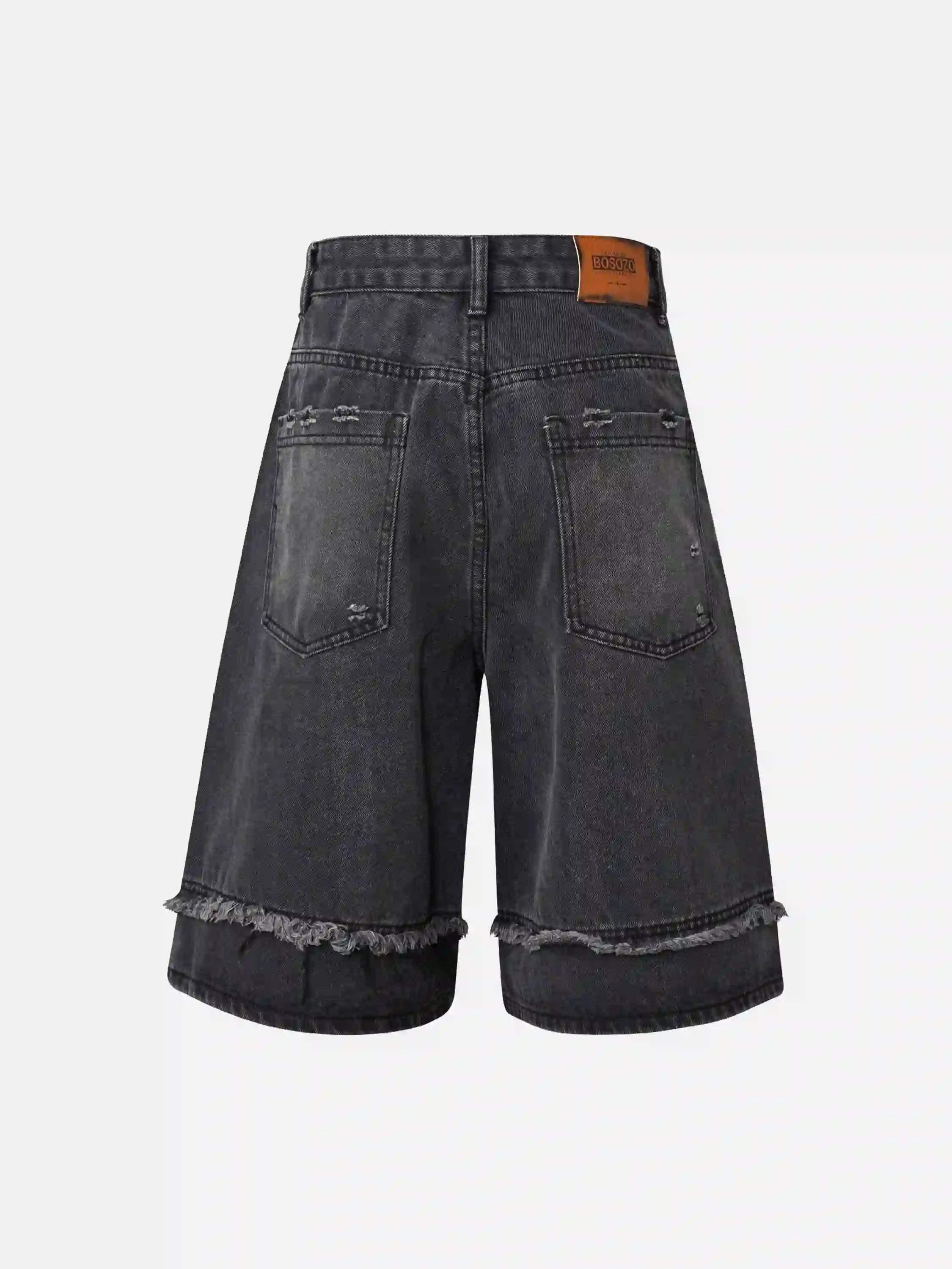 Concert Outfit Clean Fit Whisker Patchwork Cropped Denim Jorts