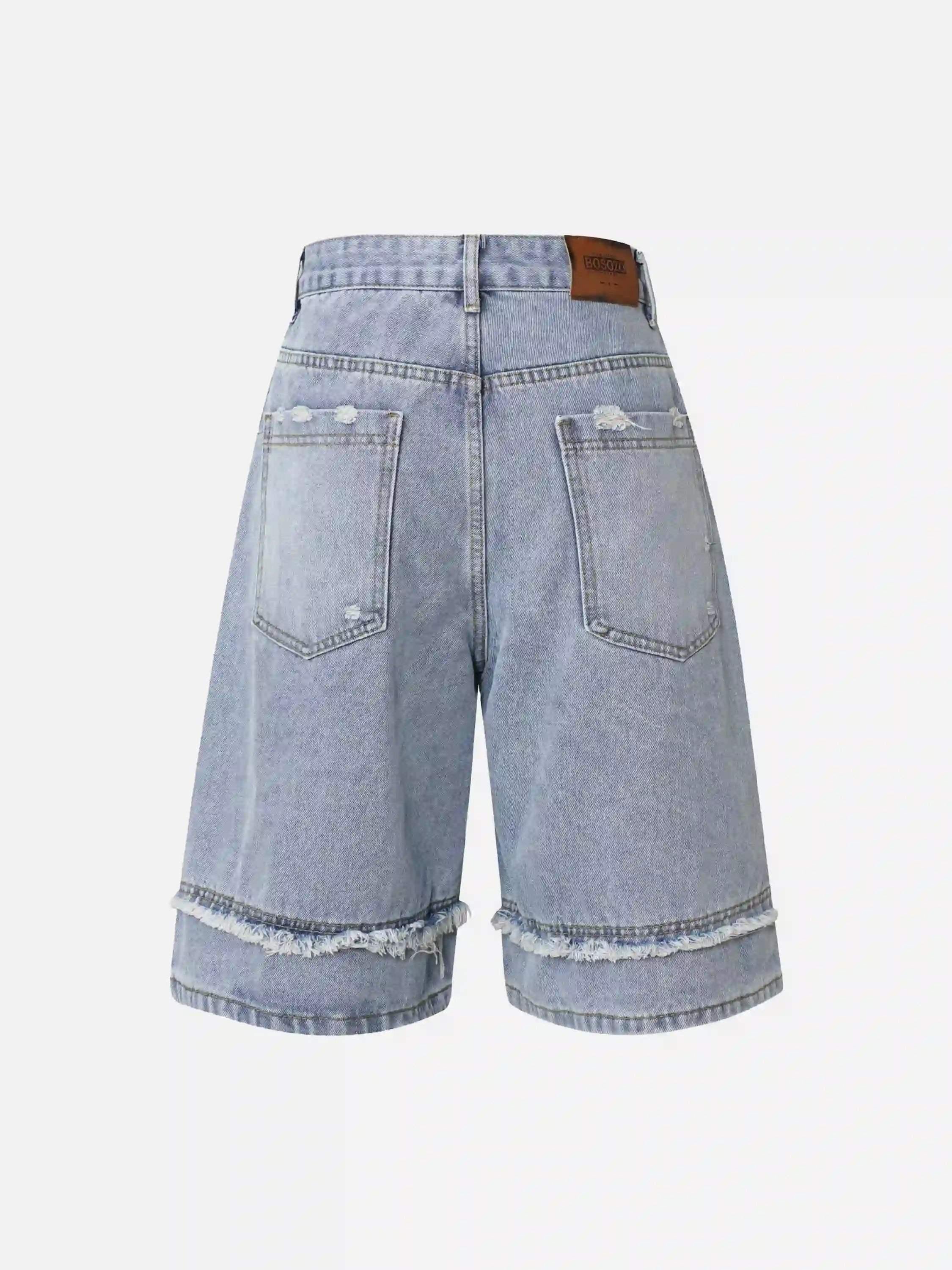 Concert Outfit Clean Fit Whisker Patchwork Cropped Denim Jorts