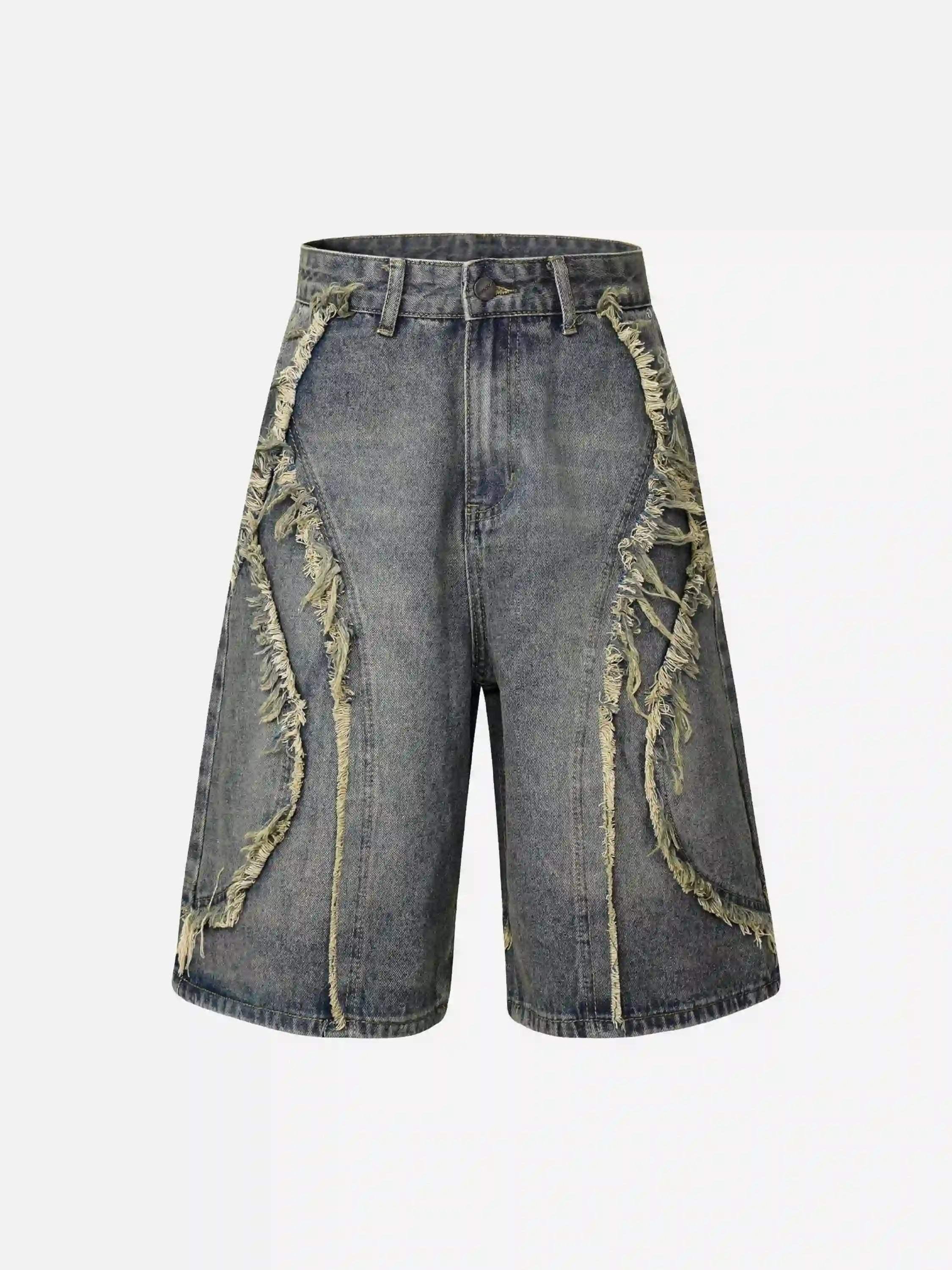 Concert Outfit Clean Fit Whisker Patchwork Cropped Denim Jorts