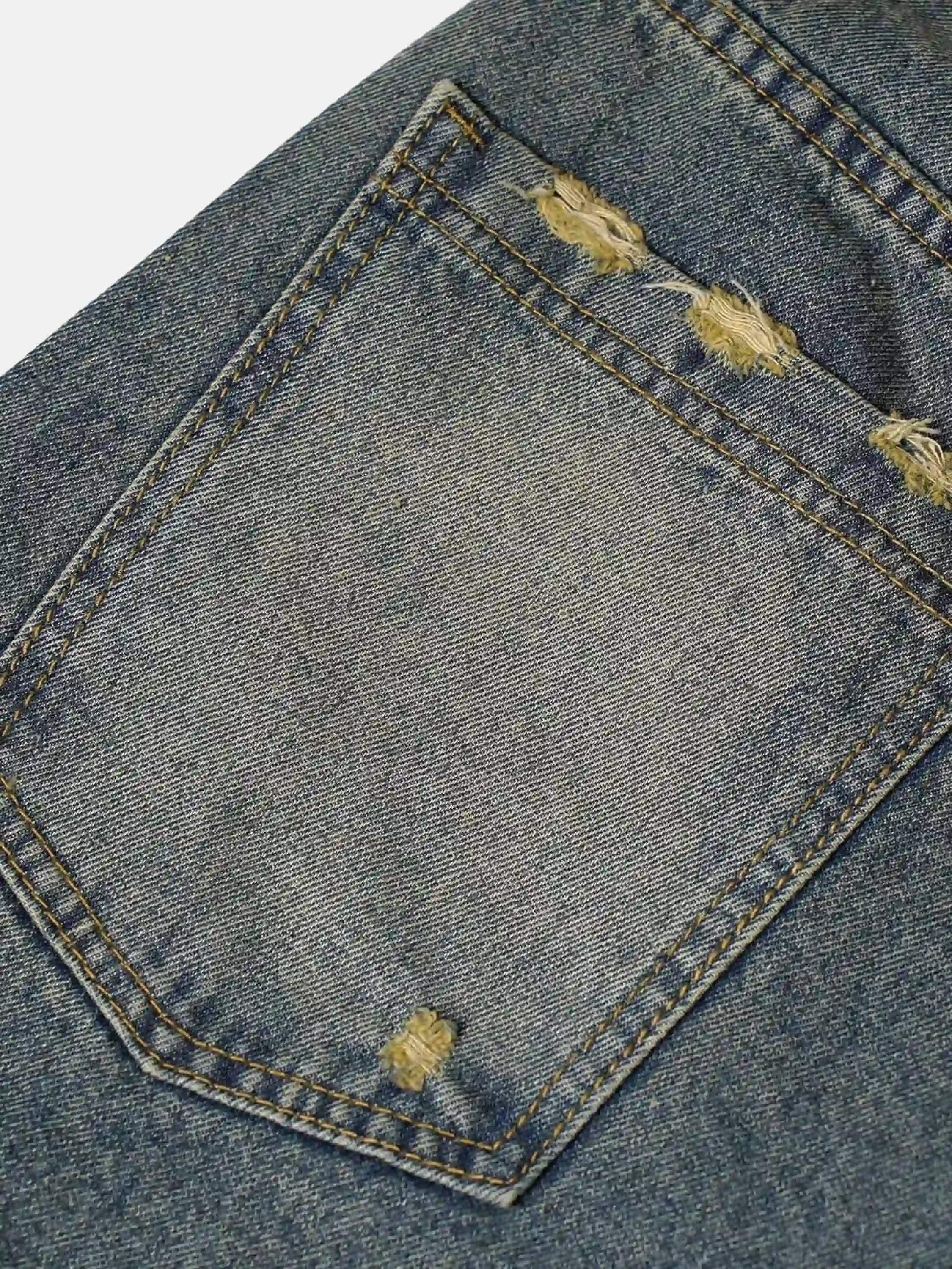 Concert Outfit Clean Fit Whisker Patchwork Cropped Denim Jorts