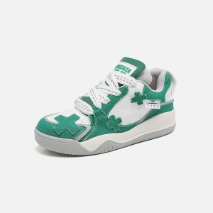 Concert Outfit Color Blocking Thick Bottom Skate Shoes