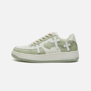 Concert Outfit Colorblock Cross Heart Casual Shoes