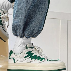 Concert Outfit Colorblock Platform Patch Casual Shoes