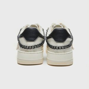 Concert Outfit Cross Graphic Chain Design Raw Edge Casual Shoes