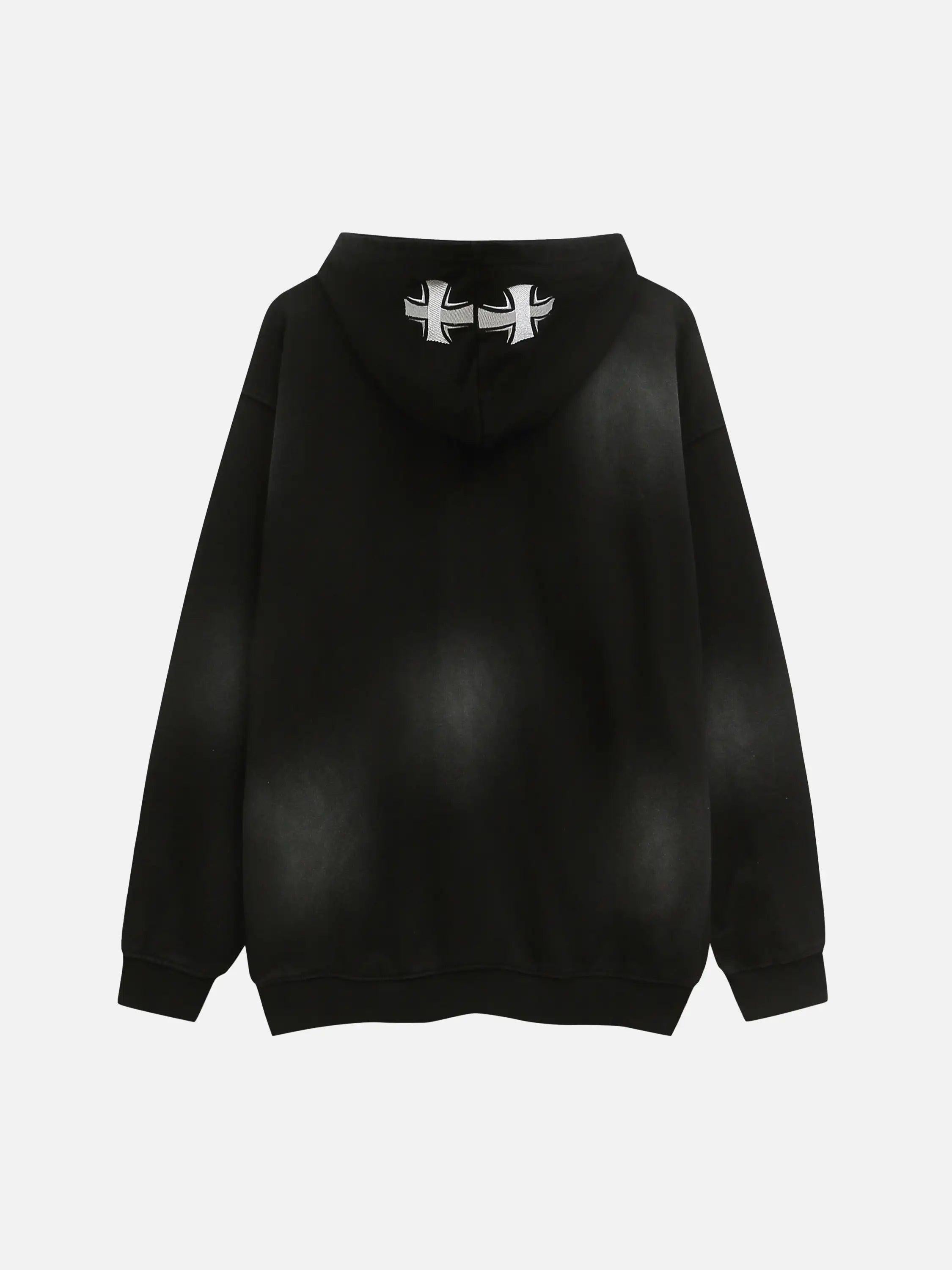 Concert Outfit Cross Lettering Embroidery Washed Hoodie